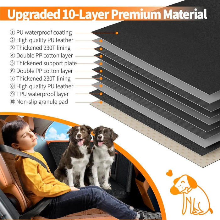PU Leather Car Pet Seat Cover for Dogs Extended Hammock Scratch Resistant Backseat Protector - 6
