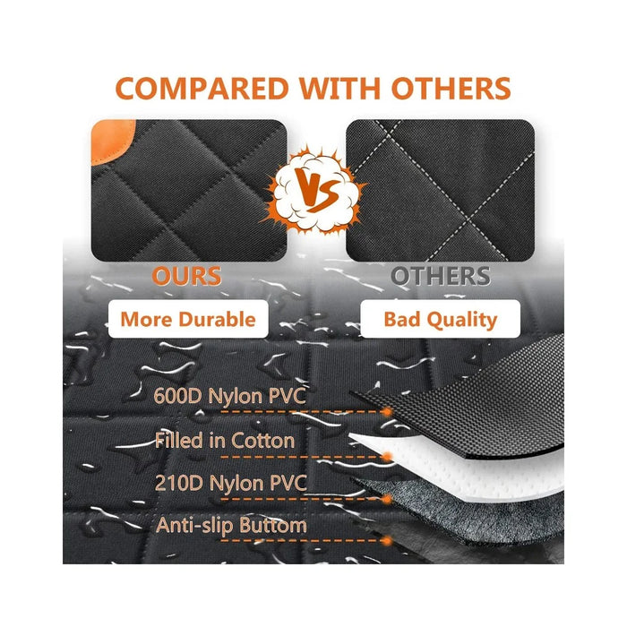 600D Oxford Fabric Pet Car Seat Cover for Back Seat Waterproof Dog Hammock with Visual Mesh Window, Black+Orange - 4