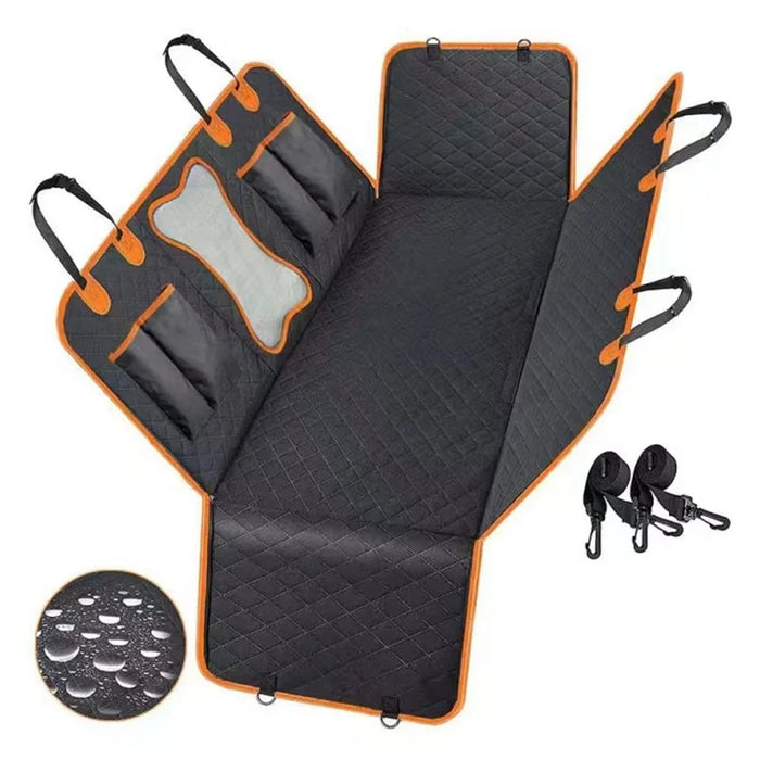 Bone Shape Mesh Window Pet Car Seat Cover for Back Seat Waterproof 600D Oxford Fabric Dog Hammock - 1