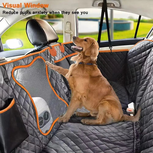 Bone Shape Mesh Window Pet Car Seat Cover for Back Seat Waterproof 600D Oxford Fabric Dog Hammock - 2