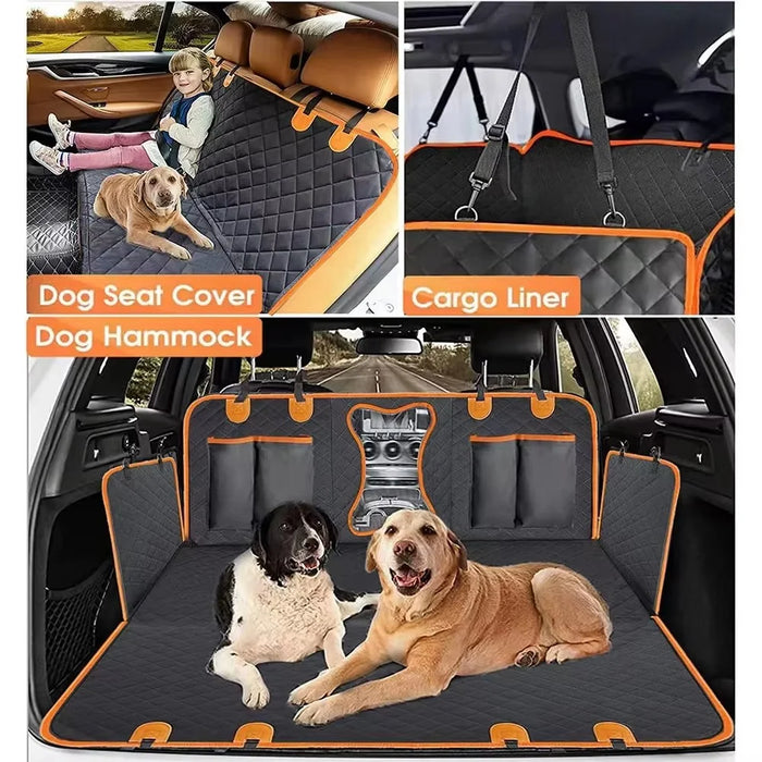 Bone Shape Mesh Window Pet Car Seat Cover for Back Seat Waterproof 600D Oxford Fabric Dog Hammock - 3