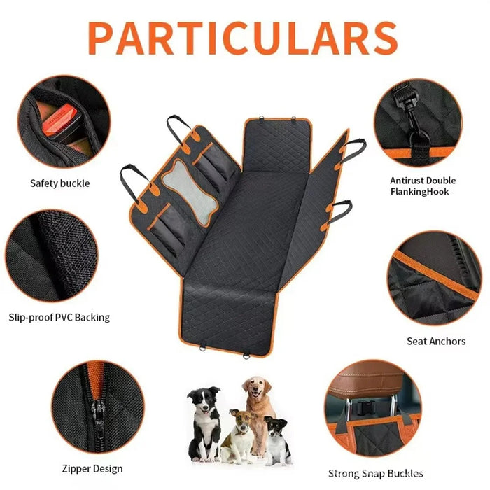 Bone Shape Mesh Window Pet Car Seat Cover for Back Seat Waterproof 600D Oxford Fabric Dog Hammock - 4