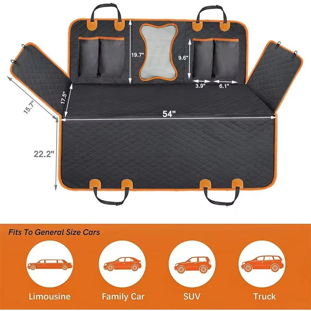 Bone Shape Mesh Window Pet Car Seat Cover for Back Seat Waterproof 600D Oxford Fabric Dog Hammock - 7