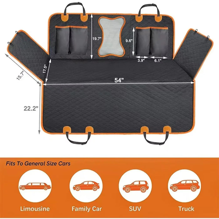 Bone Shape Mesh Window Pet Car Seat Cover for Back Seat Waterproof 600D Oxford Fabric Dog Hammock - 7