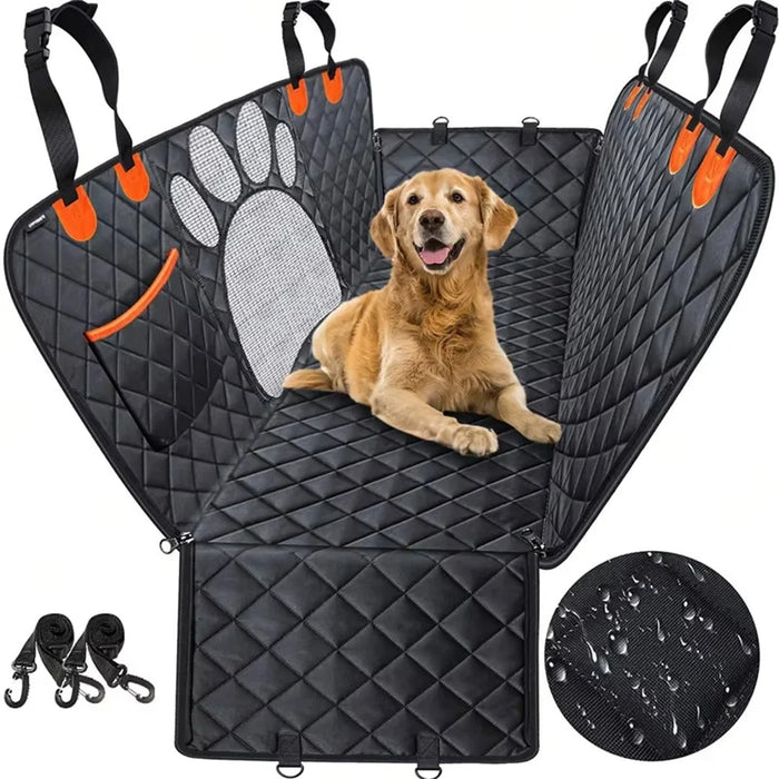 Paw Shape Mesh Window Pet Car Seat Cover for Back Seat Waterproof 600D Oxford Fabric Dog Hammock - 1