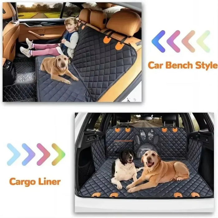 Paw Shape Mesh Window Pet Car Seat Cover for Back Seat Waterproof 600D Oxford Fabric Dog Hammock - 4