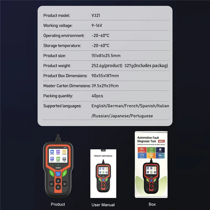 V321 2.4 Inch Color Screen OBD2 Car Diagnostic Scanner Engine Code Reader Battery Health Test Tool - 6