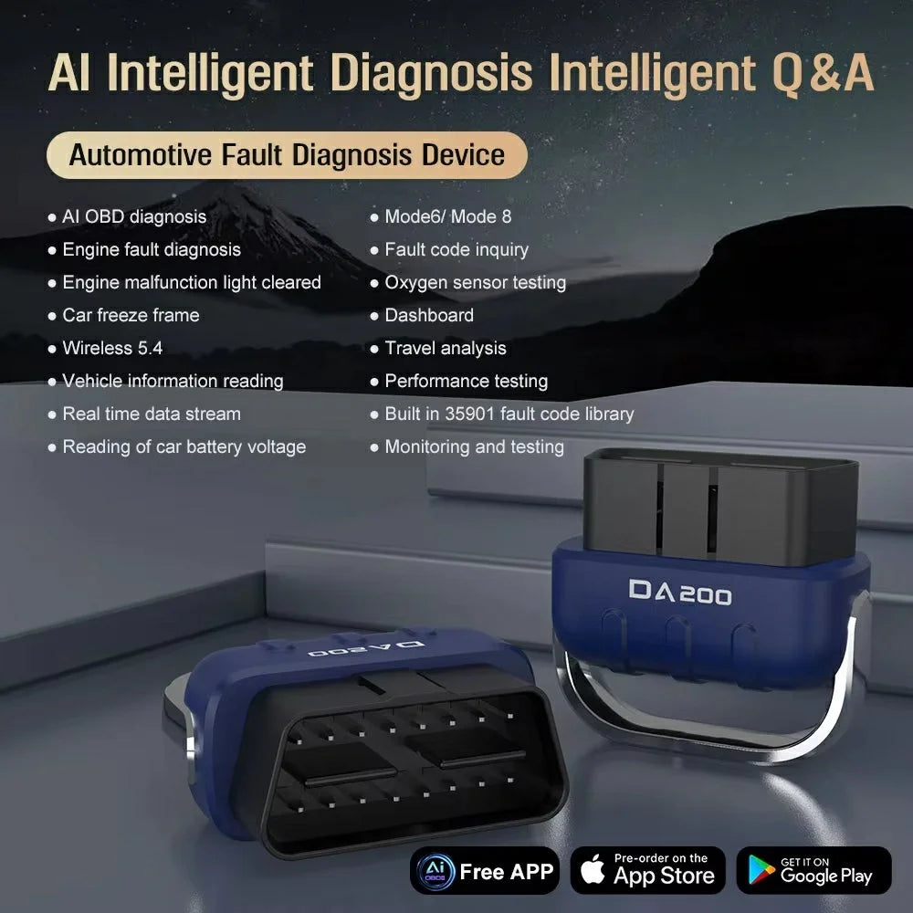DA200 Bluetooth-compatible OBD2 Car Diagnostic Scanner Engine Fault Code Reader Vehicle Diagnostic Tool - 2