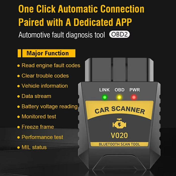 V020 Bluetooth-compatible OBD2 Scanner ELM327 Car Diagnostic Tool Battery Tester Engine Fault Code Reader - 3