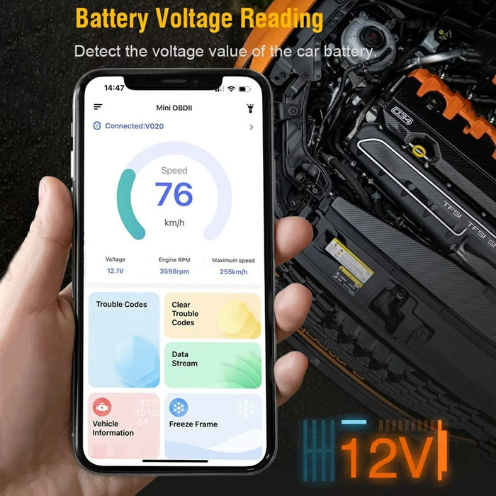 V020 Bluetooth-compatible OBD2 Scanner ELM327 Car Diagnostic Tool Battery Tester Engine Fault Code Reader - 4