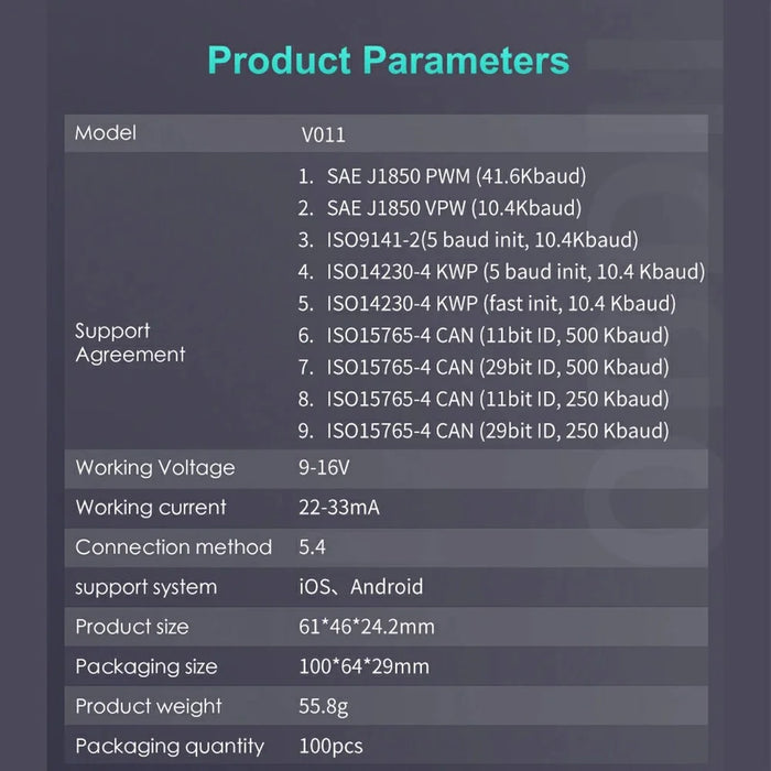 V011 Bluetooth-compatible OBD2 Car Diagnostic Scanner for iOS  /  Android Engine Light Fault Code Reader - 4