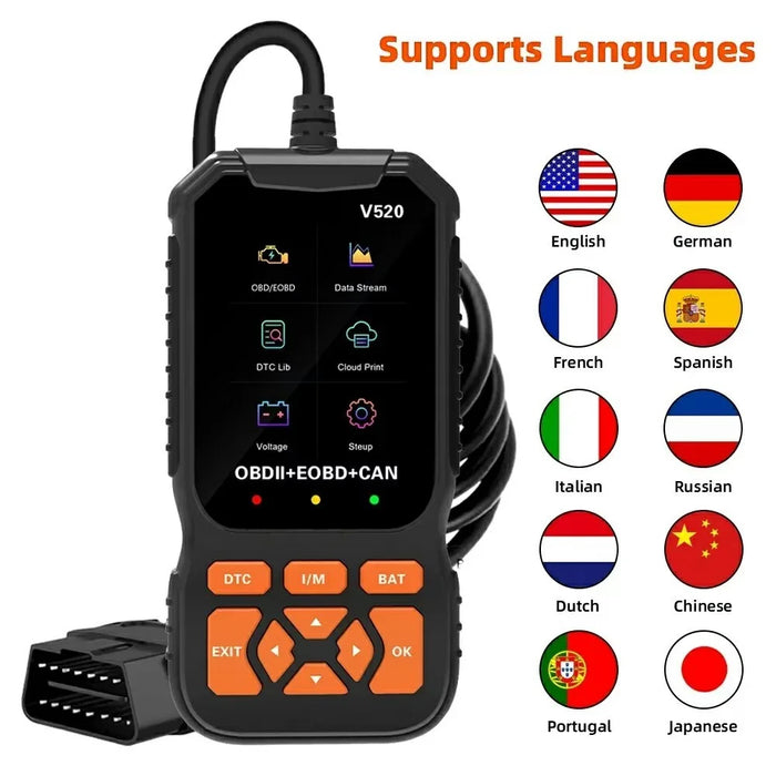 V520 2.8 Inch TFT Color Screen OBD2 Car Diagnostic Scanner for 1996 and Later Vehicles Engine Check Fault Codes Reader - 3
