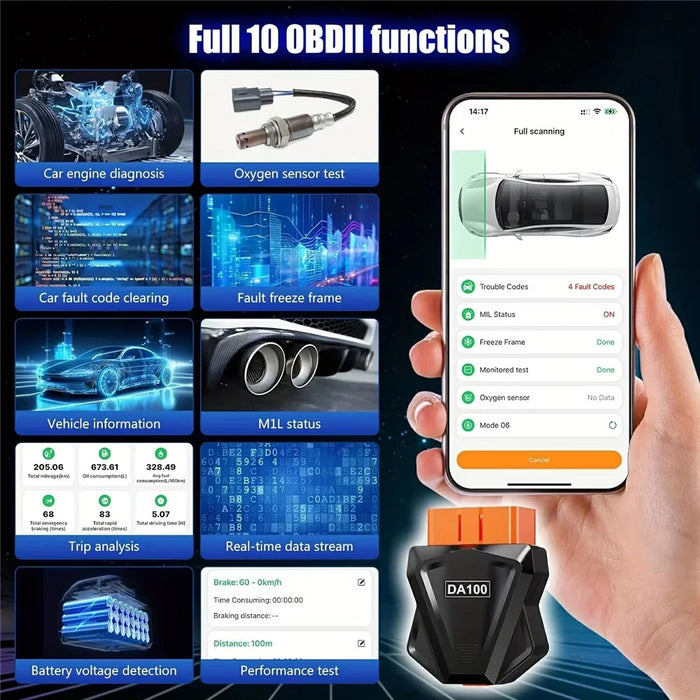 DA100 Bluetooth-compatible OBD Car Diagnostic Scanner Automotive Engine Fault Code Reader for Android iOS - 3