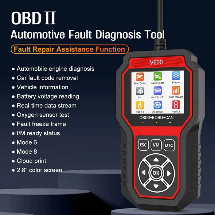 V600 OBD2 Car Diagnostic Scanner Battery Tester Engine Fault Code Reader Oxygen Sensor Diagnostic Tool - 7
