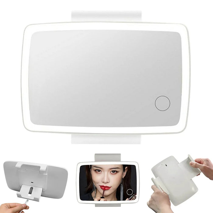 Car Sun Visor Mount Rechargeable LED Makeup Mirror Vehicle Interior Illuminated Vanity Mirror - 1