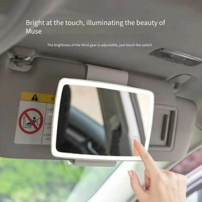 Car Sun Visor Mount Rechargeable LED Makeup Mirror Vehicle Interior Illuminated Vanity Mirror - 7