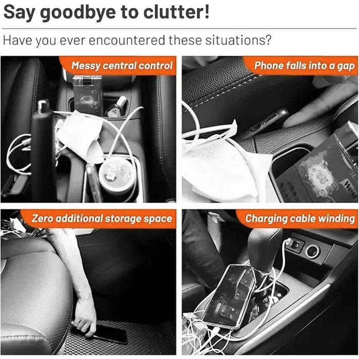 Car Seat Gap Filler Organizer with USB-A + USB-C Fast Charging Ports Multifunctional Storage Box - Black - 6