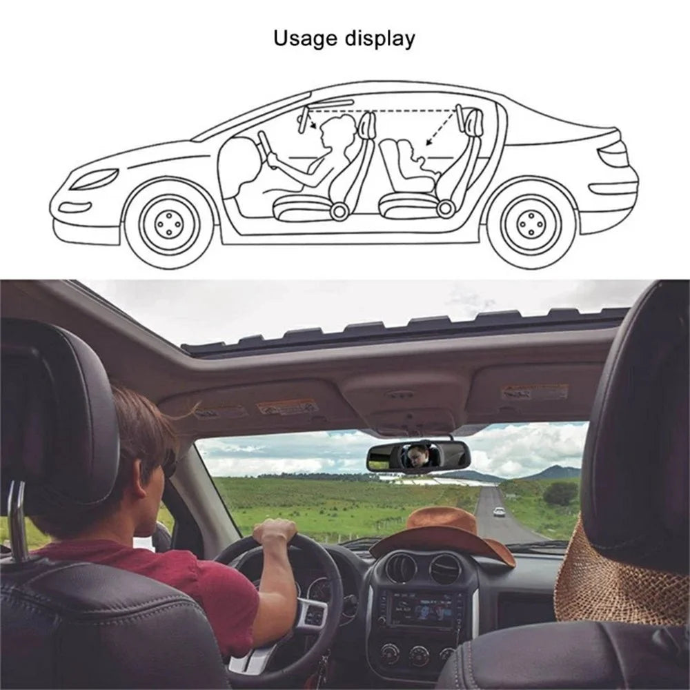 Cartoon Ears Design Baby Car Mirror for Rear Facing Infant Safety Seat Shatterproof Acrylic Backseat Observer - 5