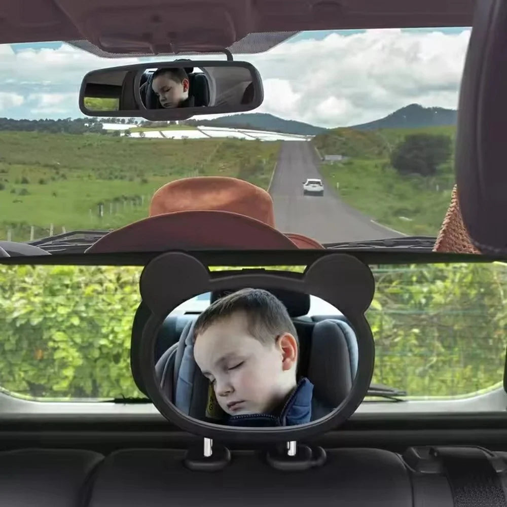 Cartoon Ears Design Baby Car Mirror for Rear Facing Infant Safety Seat Shatterproof Acrylic Backseat Observer - 6