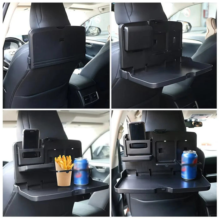 Plastic Car Seat Tray Table Foldable Backseat Desk for Eating Working Multi-Purpose Vehicle Organizer - 7
