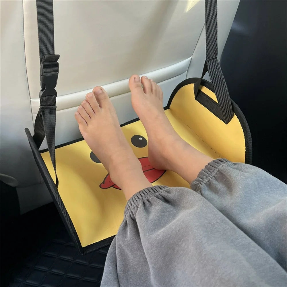 Cartoon Animal Portable Car Seat Footrest for Children Adjustable Height Back Seat Foot Support - Duck - 6