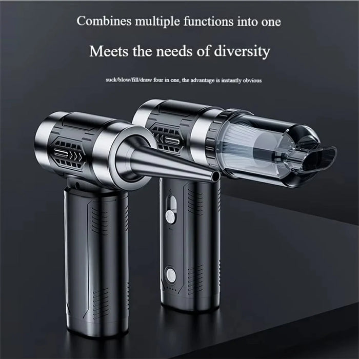 2 in 1 Car Wireless Handheld Turbofan 3 Gears Adjustable 4500Pa 100000 RPM High Speed Vacuum Blower - Black - 5