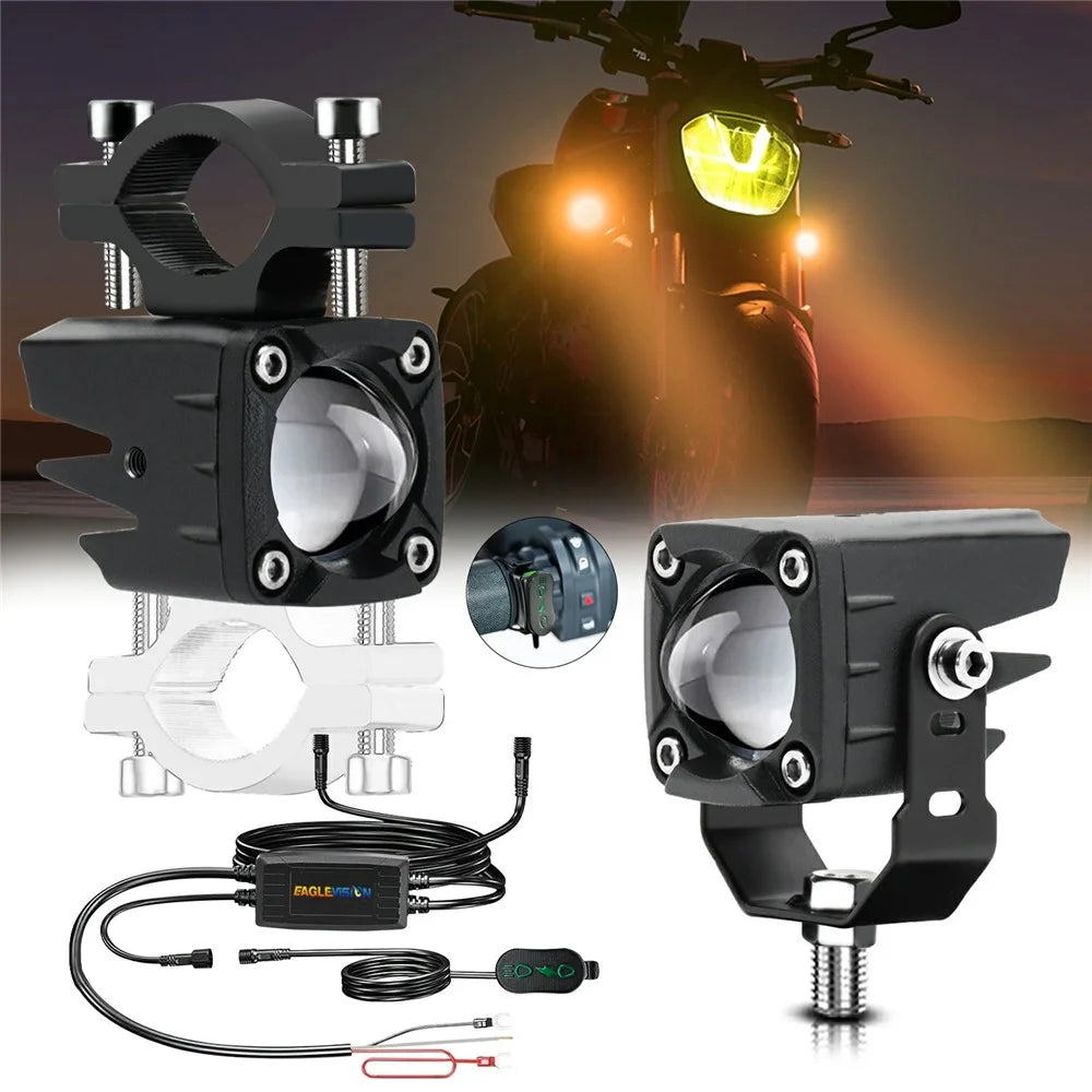 M1 Plus 2Pcs For Motorcycle LED Spotlight IP68 Waterproof Electric Vehicle Auxiliary Headlight Devil Eye Lamp - 2