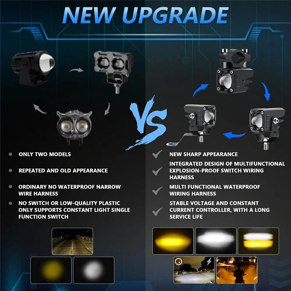 M1 Plus 2Pcs For Motorcycle LED Spotlight IP68 Waterproof Electric Vehicle Auxiliary Headlight Devil Eye Lamp - 6