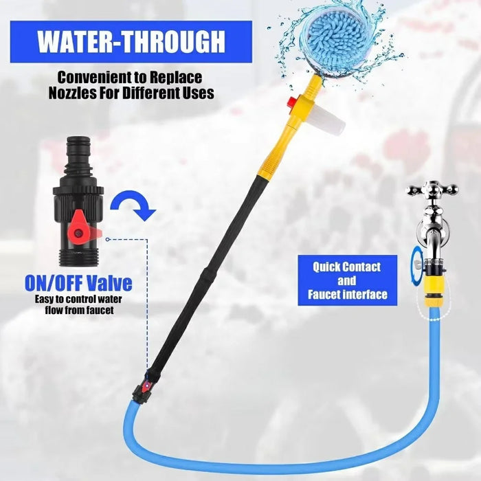 Portable Car Washing Kit with Replacement Chenille Cover Car Wash Brush Rotary Mop Automatic Foam Cleaner - 3