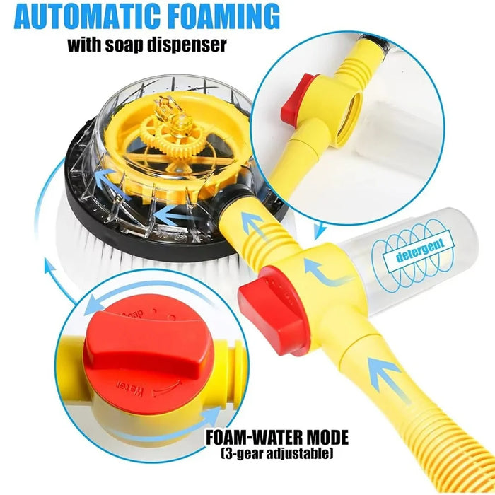 Portable Car Washing Kit with Replacement Chenille Cover Car Wash Brush Rotary Mop Automatic Foam Cleaner - 6