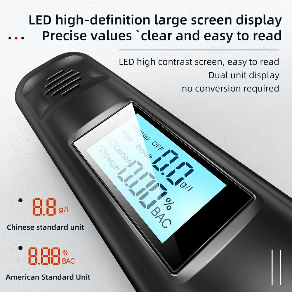 Portable Breathalyzer Drunk Driving Detection Non Contact LED Display Digital Alcohol Tester - 4