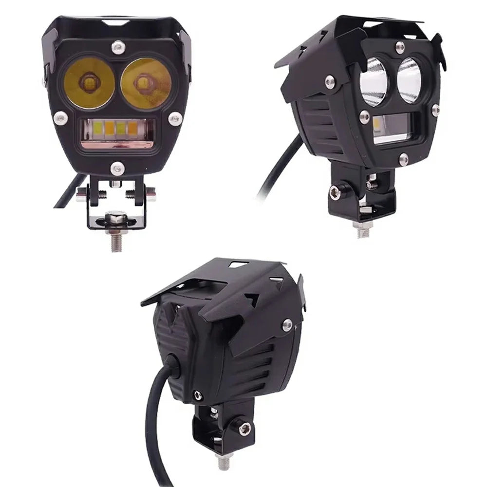 3800lm High Power Motorcycle Auxiliary Spotlight IP67 Waterproof Dual Color High Low Beam Headlight - 2