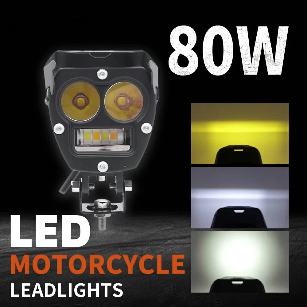 3800lm High Power Motorcycle Auxiliary Spotlight IP67 Waterproof Dual Color High Low Beam Headlight - 4