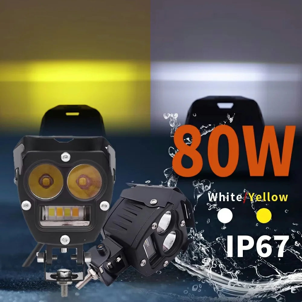3800lm High Power Motorcycle Auxiliary Spotlight IP67 Waterproof Dual Color High Low Beam Headlight - 6