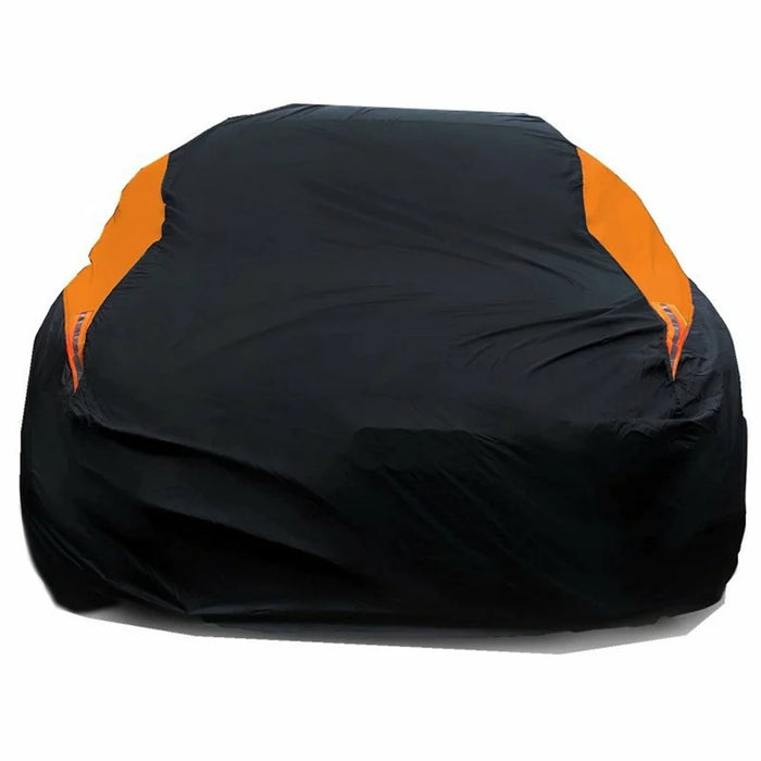 Waterproof Outdoor Car Cover for Sedan SUV Hatchback UV Protection Cover with Reflective Strips, Black+Orange - 3L (4.4-4.6m) - 2