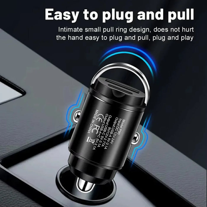 P90 3.1A 30W Fast Car Charger QC3.0 Type-C + PD USB Dual Port Charging Adapter with Pull Ring - 4
