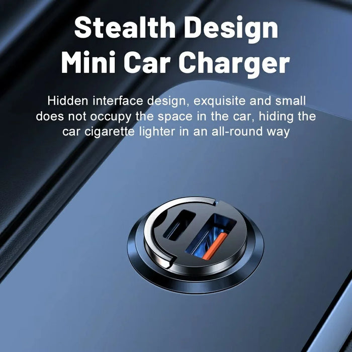 P90 3.1A 30W Fast Car Charger QC3.0 Type-C + PD USB Dual Port Charging Adapter with Pull Ring - 7