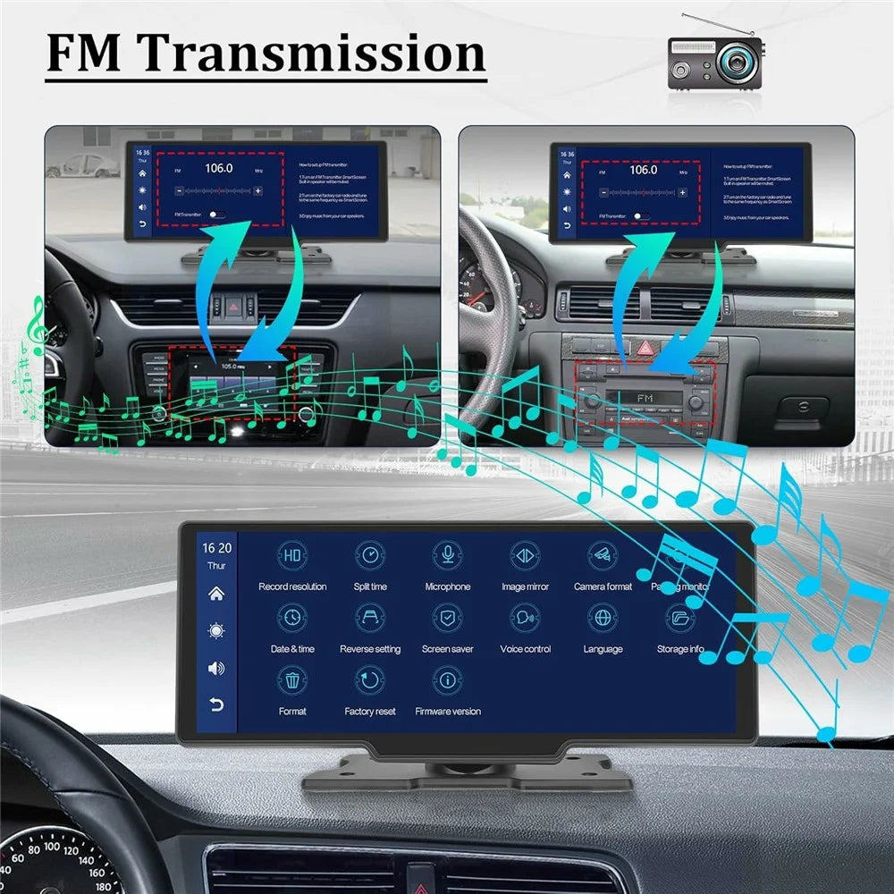 RH-W517 Wireless CarPlay Screen 10.3 Inch HD Car Touch Screen Radio for Apple CarPlay  /  Android Auto FM Transmitter - 3