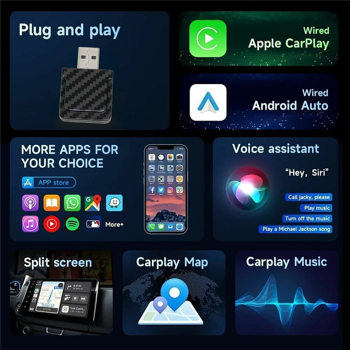 CP510 2 in 1 Wireless CarPlay Android Auto Adapter Plug and Play WiFi Fast Connect Smart Dongle - 2