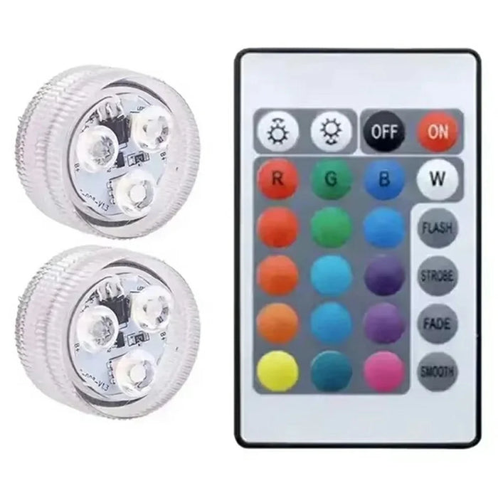 2Pcs RGB LED Underwater Light 16 Colors Fish Tank Decorative Light IP68 Waterproof Submersible Pool Lamp with Remote - 1