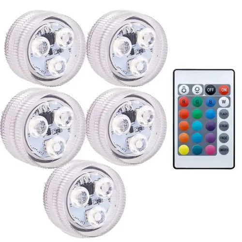 5Pcs RGB LED Underwater Light 16 Colors Fish Tank Decorative Light IP68 Waterproof Submersible Pool Lamp with Remote - 1