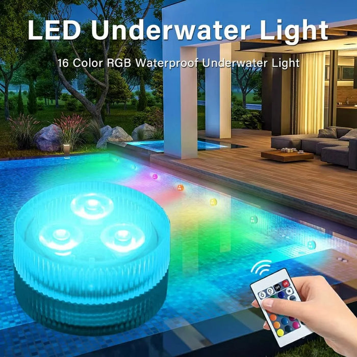 5Pcs RGB LED Underwater Light 16 Colors Fish Tank Decorative Light IP68 Waterproof Submersible Pool Lamp with Remote - 3