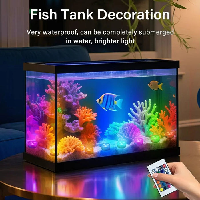 5Pcs RGB LED Underwater Light 16 Colors Fish Tank Decorative Light IP68 Waterproof Submersible Pool Lamp with Remote - 4
