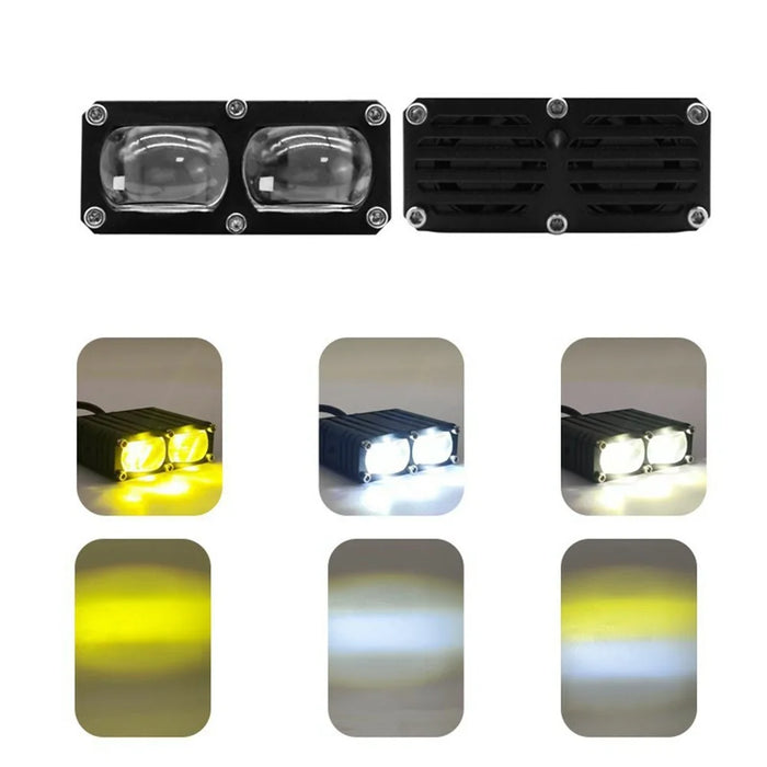 V79 2-LED Headlight for Motorcycle 30W Waterproof Car Auxiliary Lamp High Low Beam with Cooling Fan - 3
