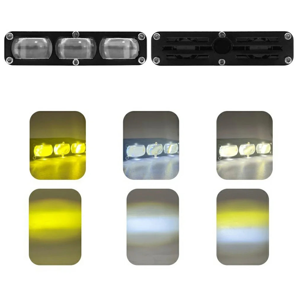 V80 3-LED Headlight for Motorcycle 40W Waterproof Car Auxiliary Lamp High Low Beam with Cooling Fan - 4