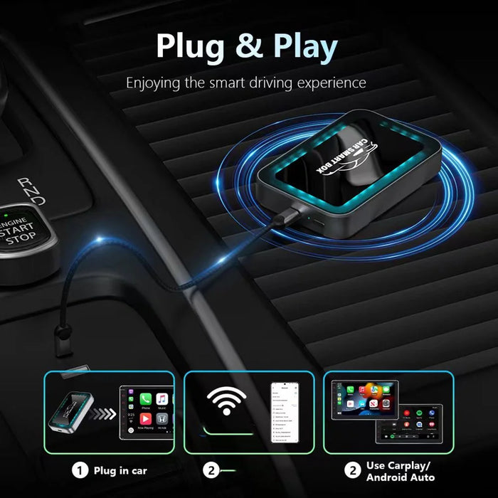 2 in 1 AI Box CarPlay Android Auto Wireless Car Upgrade Adapter Support Navigation Music HD Mirroring - 4