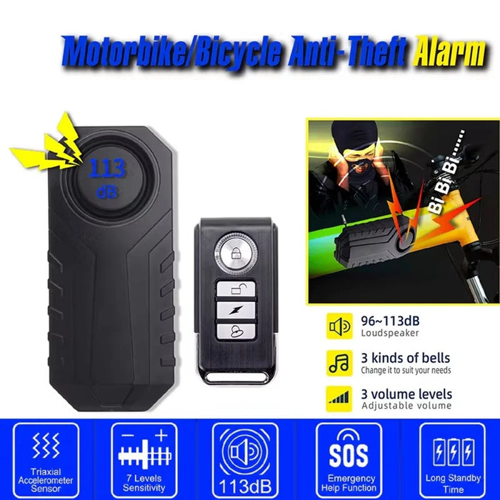 SF22R+03C Wireless Anti Theft Alarm System for Motorcycle Bicycle Remote Control Vibration Detection Device - 5