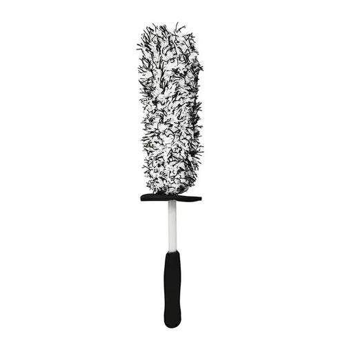 Wheel Rim Cleaning Brush Automobile Tire Hub Ultra-fine Microfiber Cleaner Tool with Spacer Plate - Black White - 1