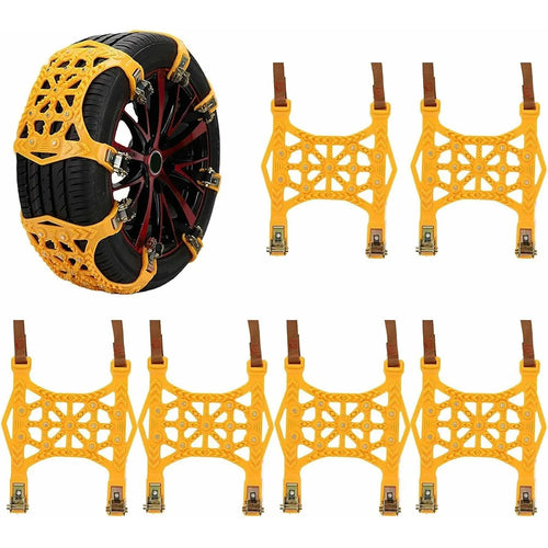 6Pcs Car Tire Snow Chains Anti Skid Emergency Traction Chain for Improved Driving Safety - 1