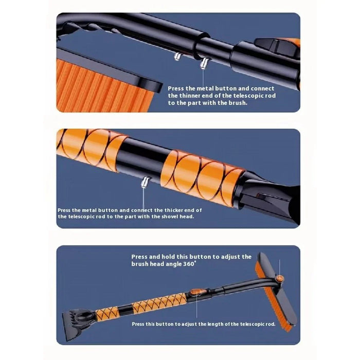 ST-3908 Telescopic handle Windshield Cleaner for Vehicles 2 in 1 360 Degree Rotatable Car Snow Brush Ice Scraper - 6